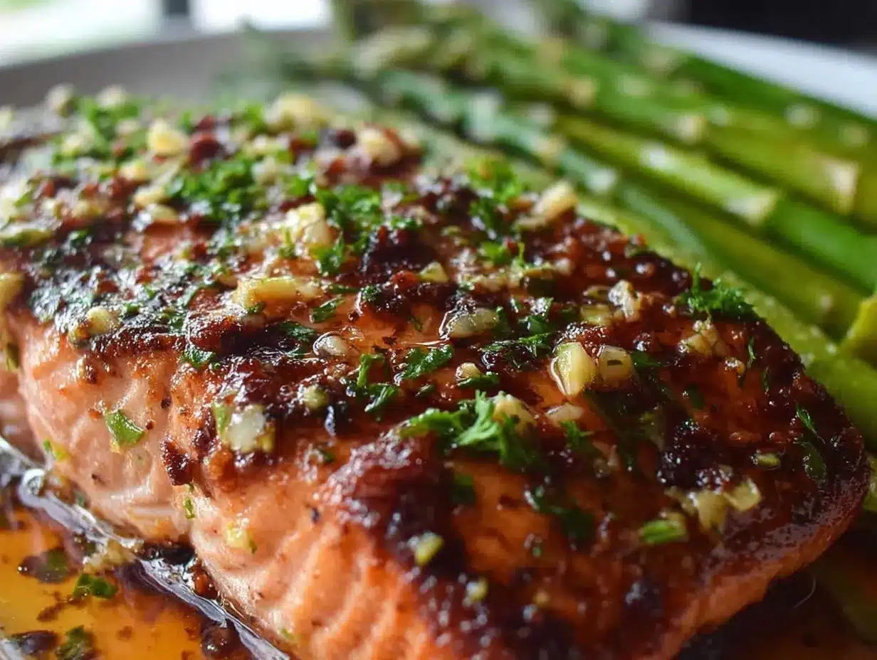 garlic butter salmon sheet pan dinner preparation steps