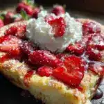 heart-shaped strawberry shortcake skillet cookie - featured image