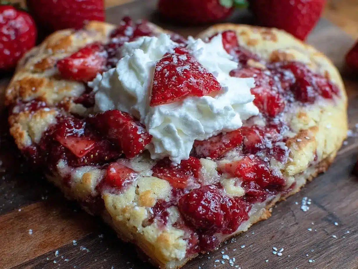 heart-shaped strawberry shortcake skillet cookie preparation steps