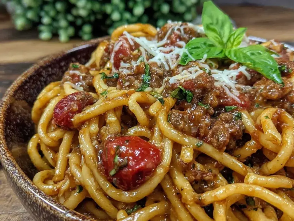 instant pot spaghetti and meat sauce - featured image
