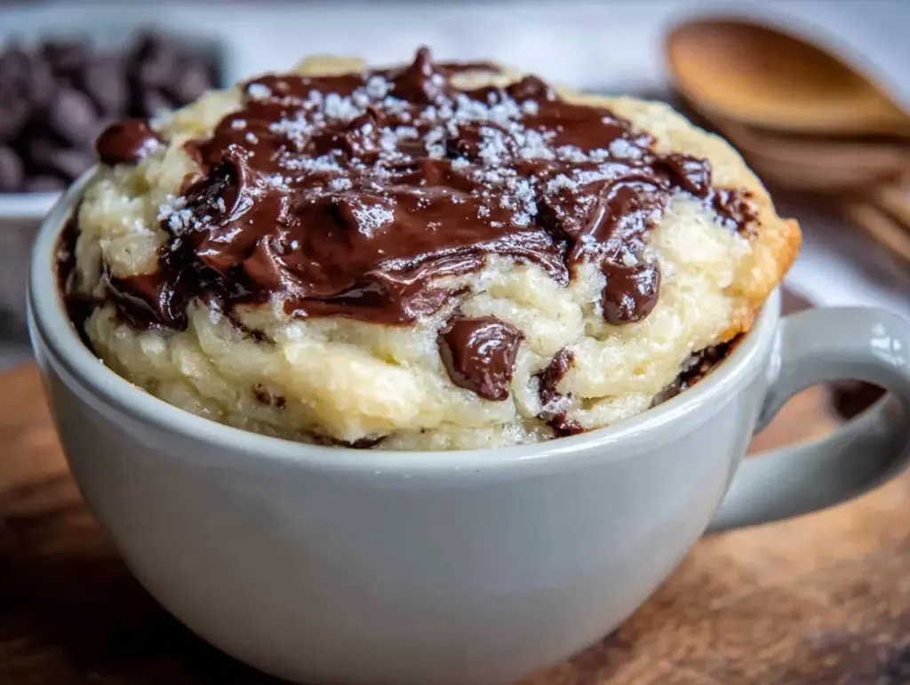 microwave chocolate chip mug cookie - featured image