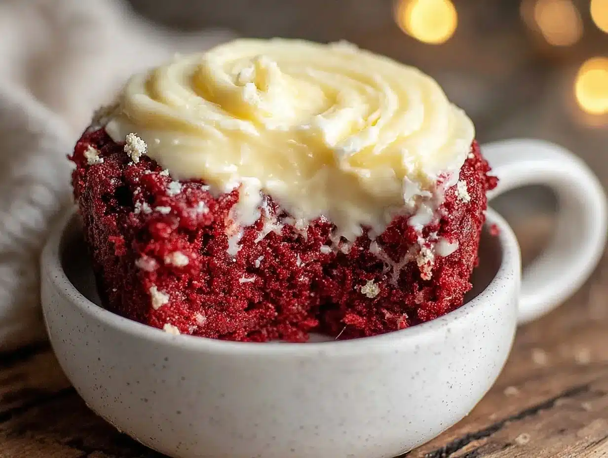 microwave red velvet mug cake preparation steps