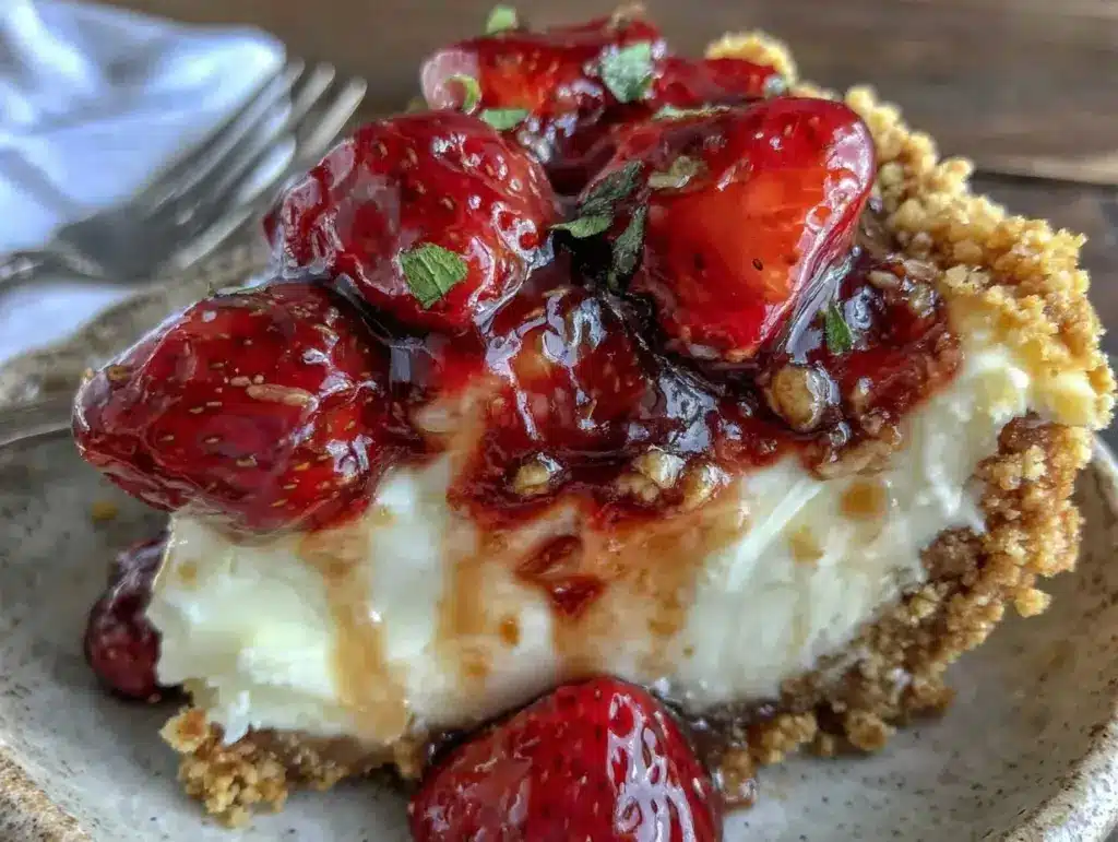 no-bake strawberry cheesecake - featured image