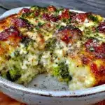 quick cheesy broccoli chicken rice casserole - featured image