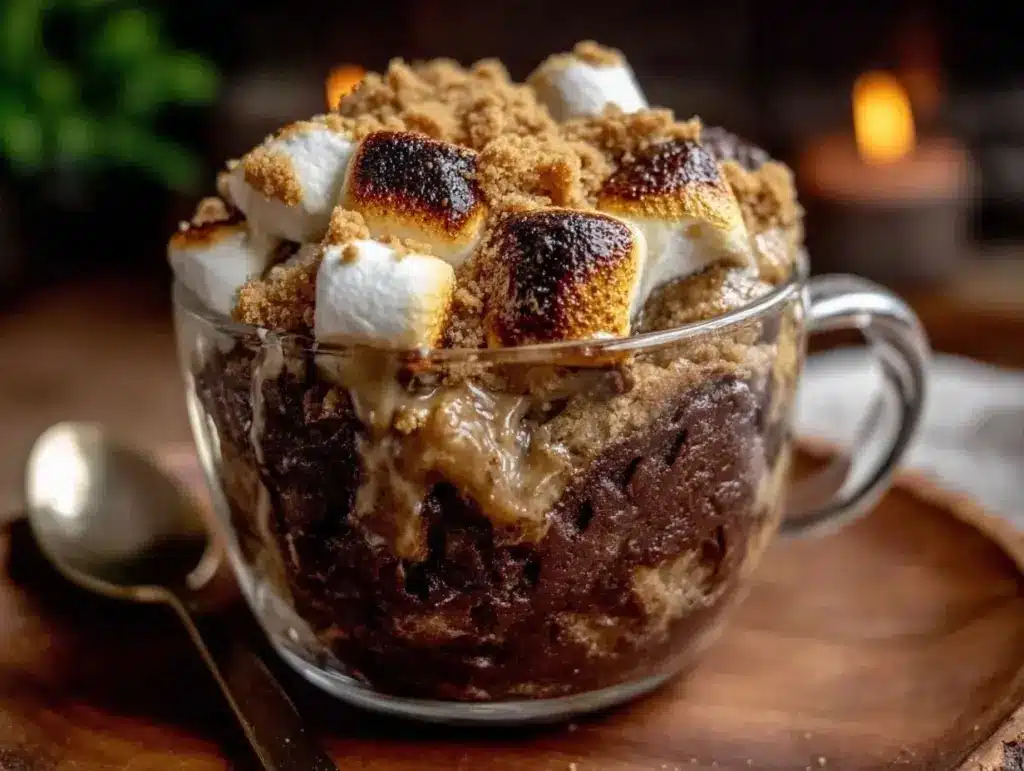 quick easy microwave smores mug cake recipe - featured image