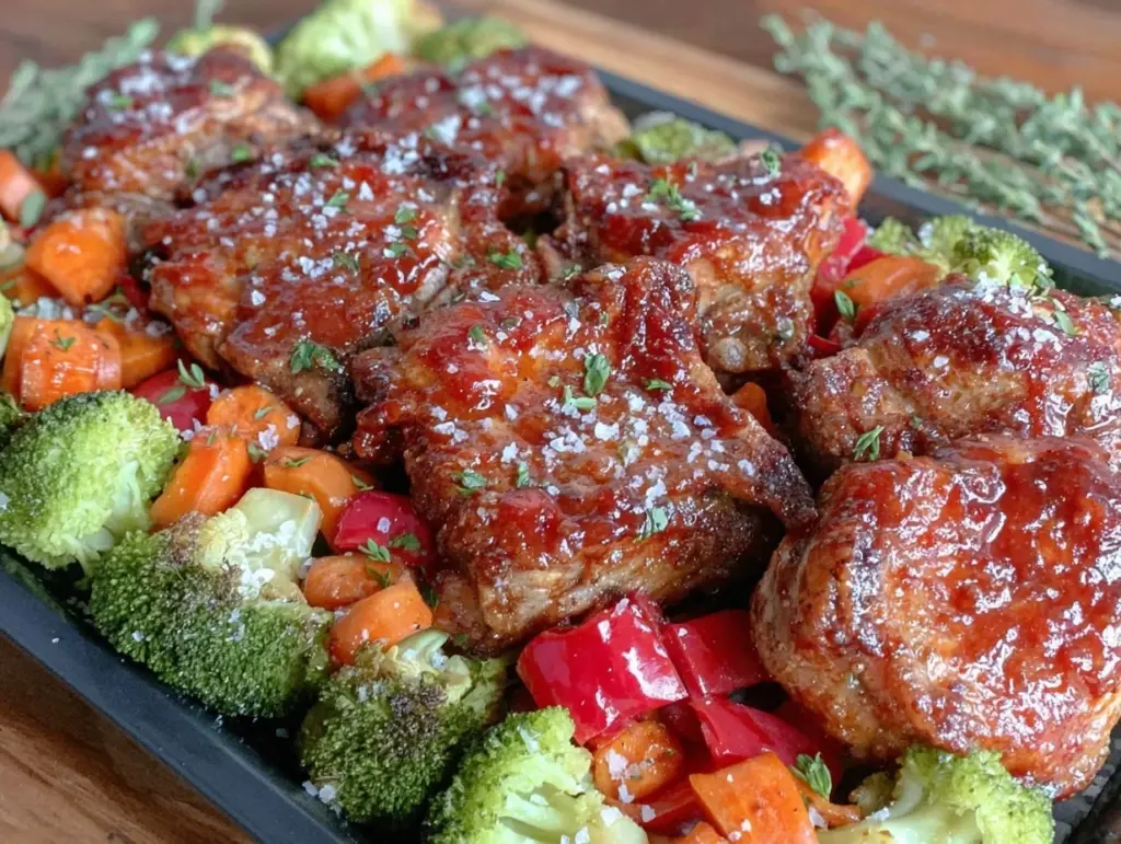 sheet pan bbq pork chops - featured image