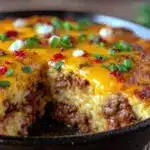 skillet beef enchilada rice casserole - featured image