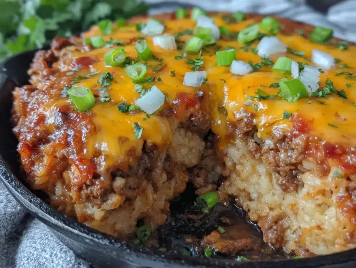 skillet beef enchilada rice casserole preparation steps
