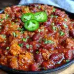 skillet turkey chili with beans - featured image