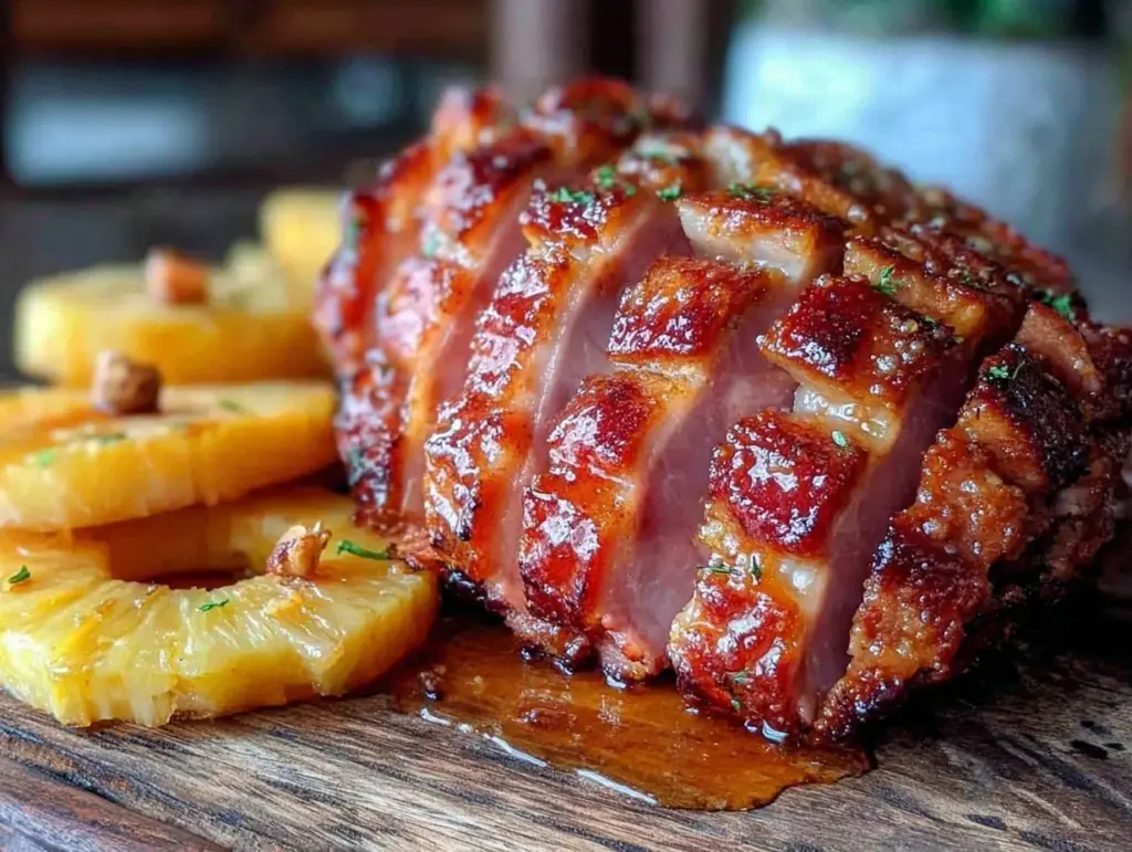 slow cooker honey glazed ham - featured image