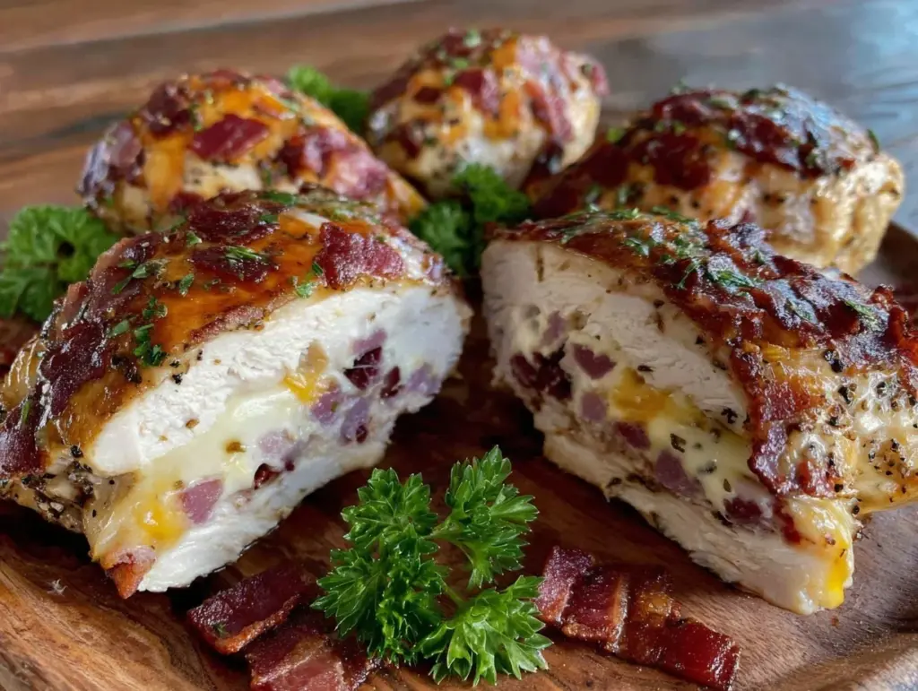 baked crack chicken breasts stuffed with bacon and cheese - featured image