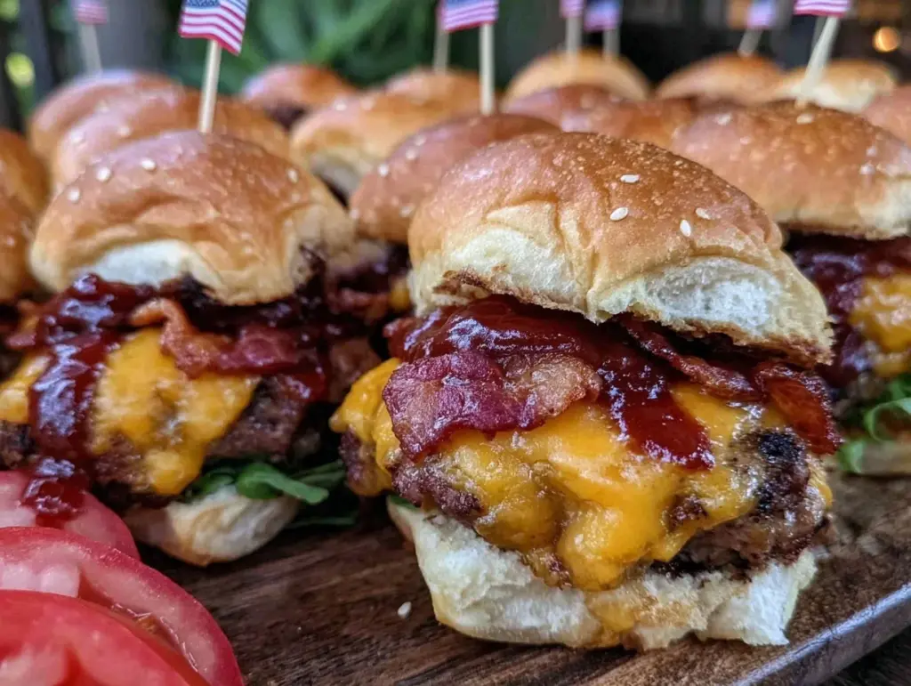 bbq bacon cheeseburger sliders - featured image