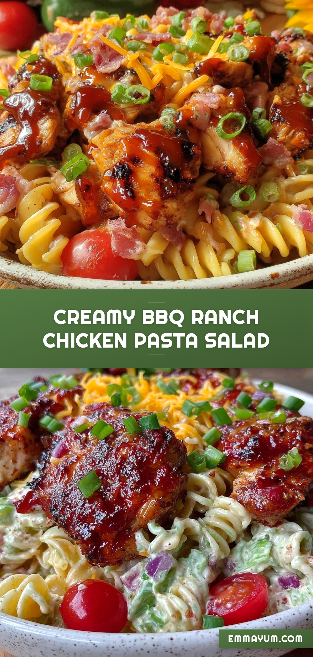 BBQ ranch chicken pasta salad recipe