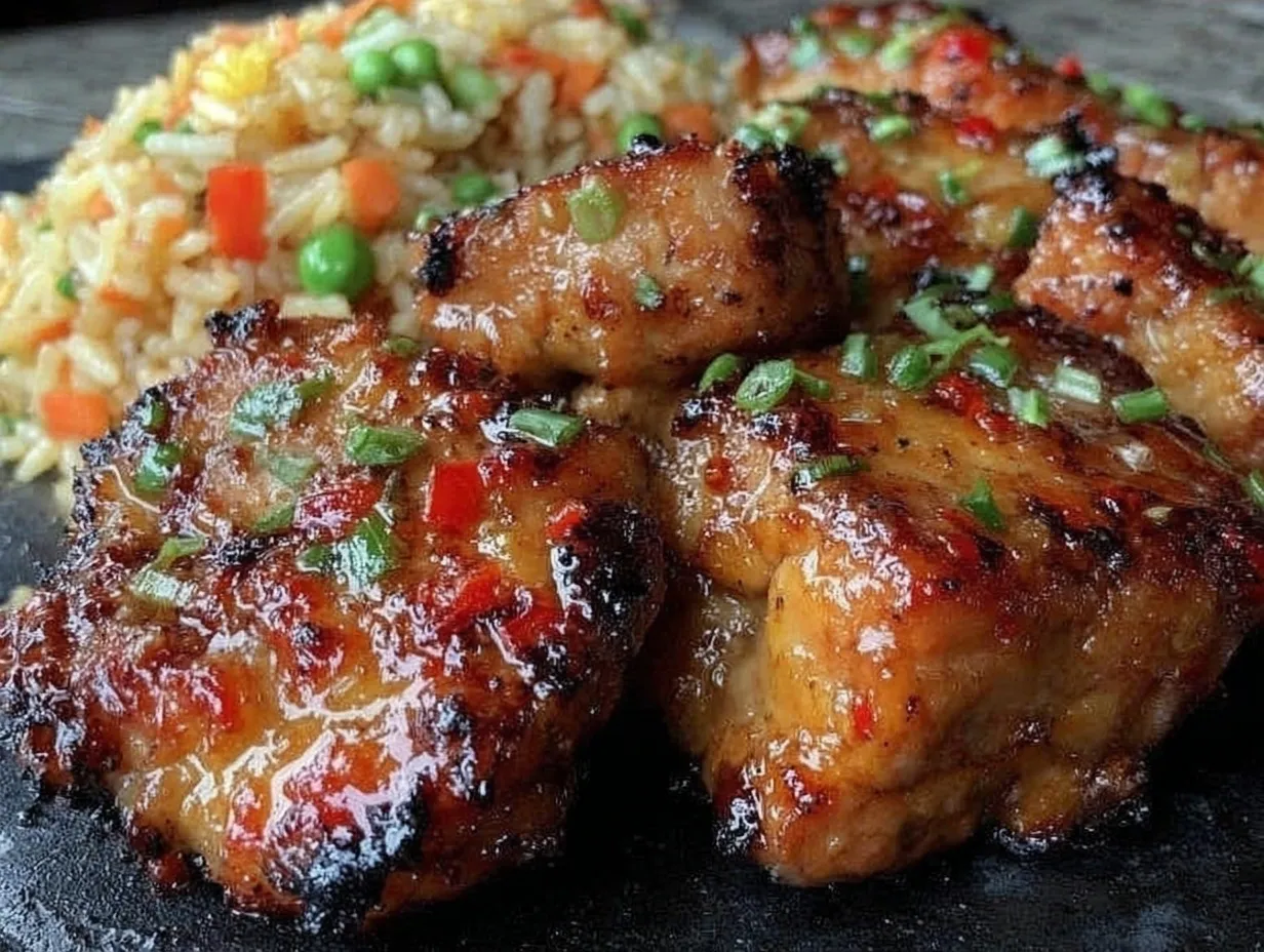 Blackstone Hibachi Chicken with Fried Rice preparation steps