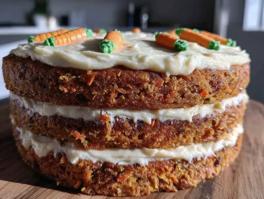carrot cake layer cake with cream cheese frosting - featured image