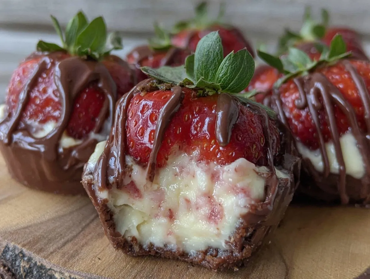 chocolate covered strawberry cheesecake bites preparation steps