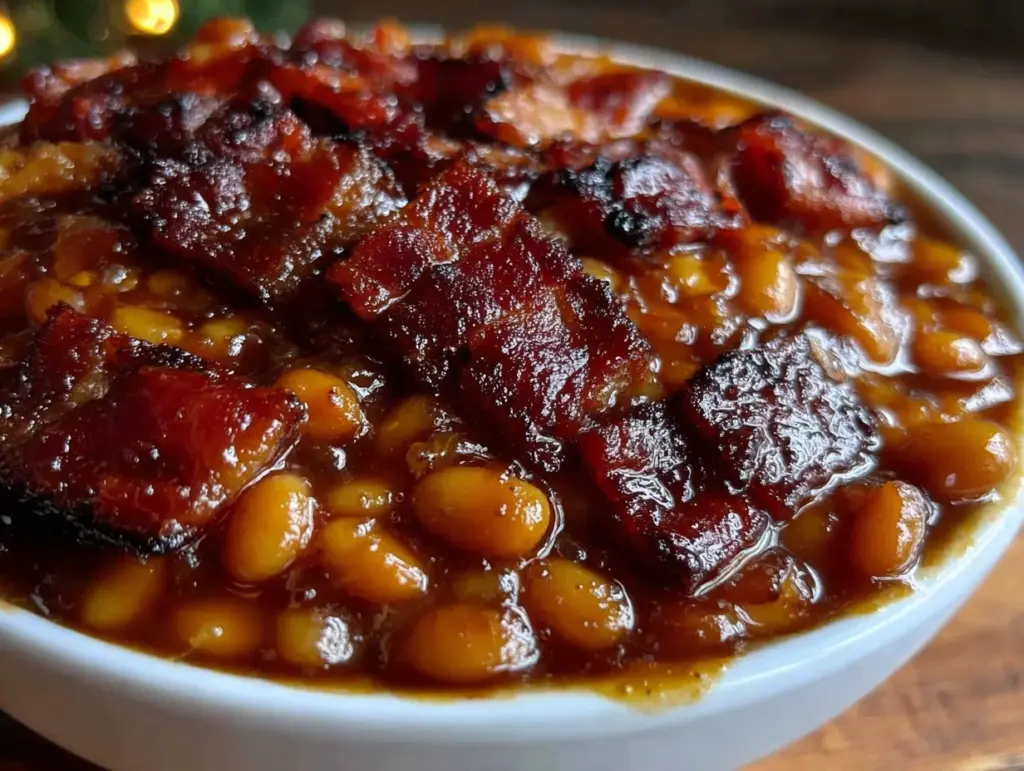 cozy crockpot baked beans - featured image