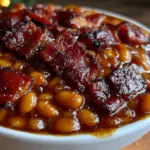 cozy crockpot baked beans - featured image