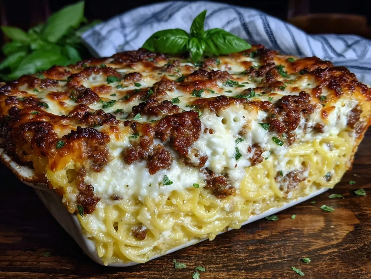 creamy baked million dollar spaghetti casserole preparation steps