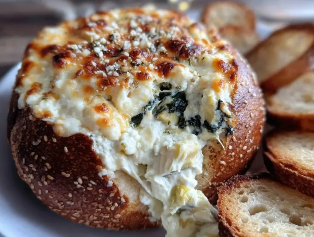 creamy baked spinach artichoke dip - featured image