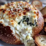creamy baked spinach artichoke dip - featured image