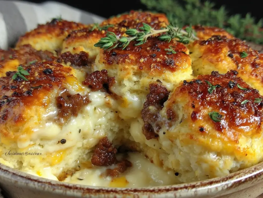 creamy biscuits and gravy casserole - featured image