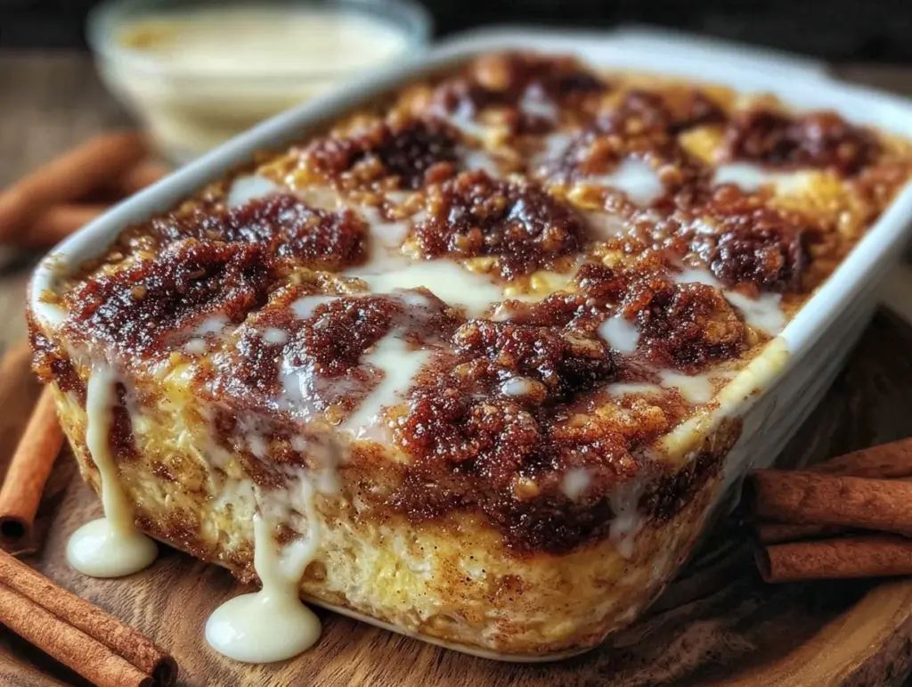 creamy cinnamon roll baked oats - featured image