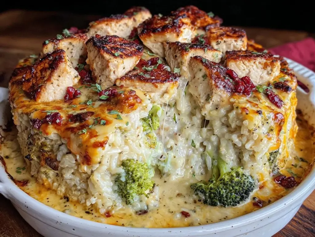 creamy crockpot chicken and rice casserole - featured image