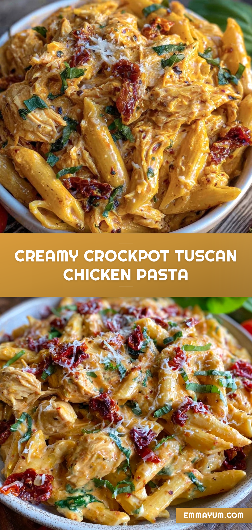 creamy crockpot tuscan chicken pasta recipe