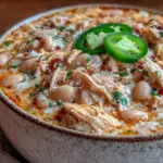 creamy crockpot white chicken chili - featured image