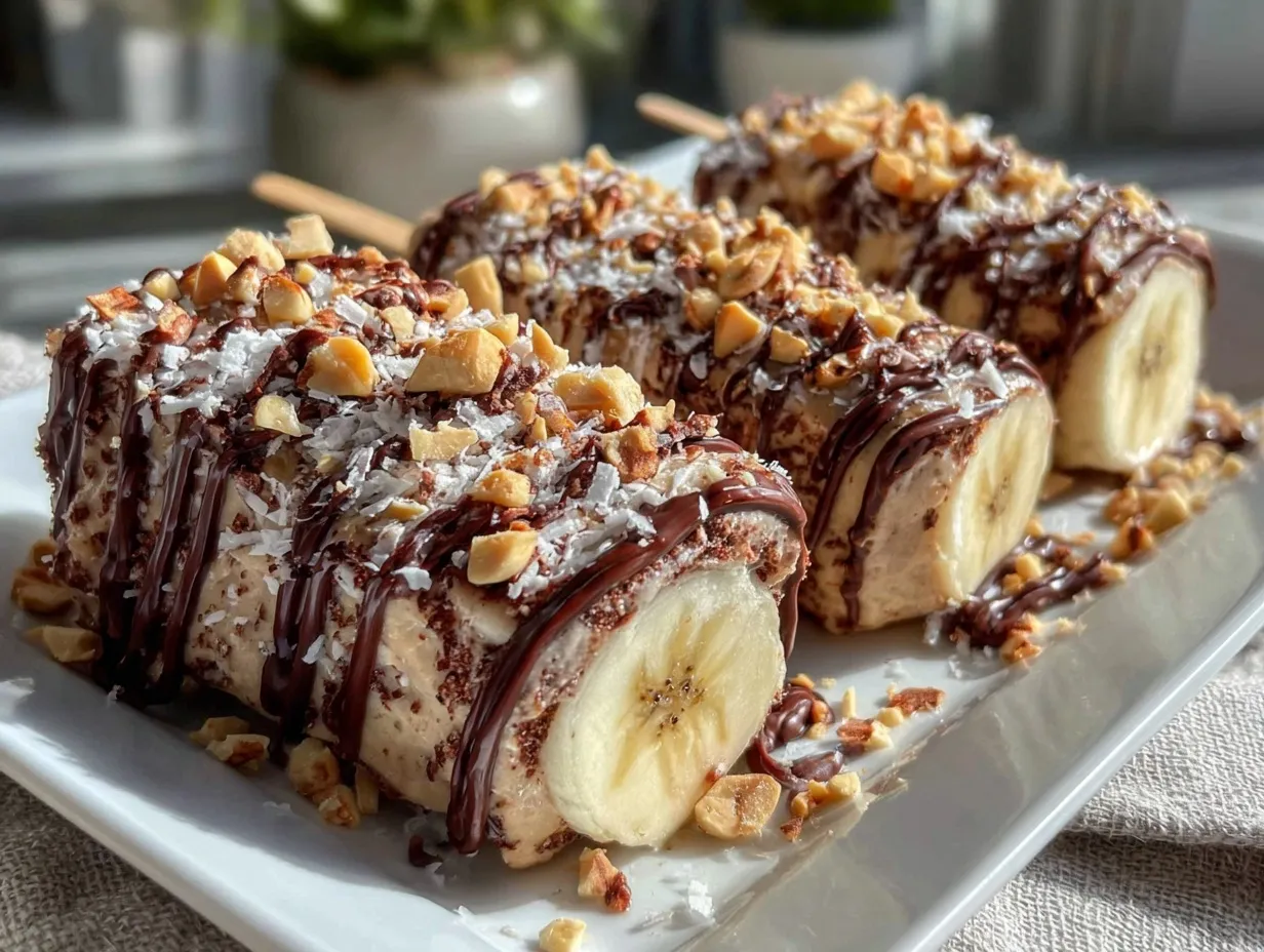 creamy frozen chocolate peanut butter banana pops preparation steps