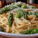creamy lemon asparagus pasta - featured image