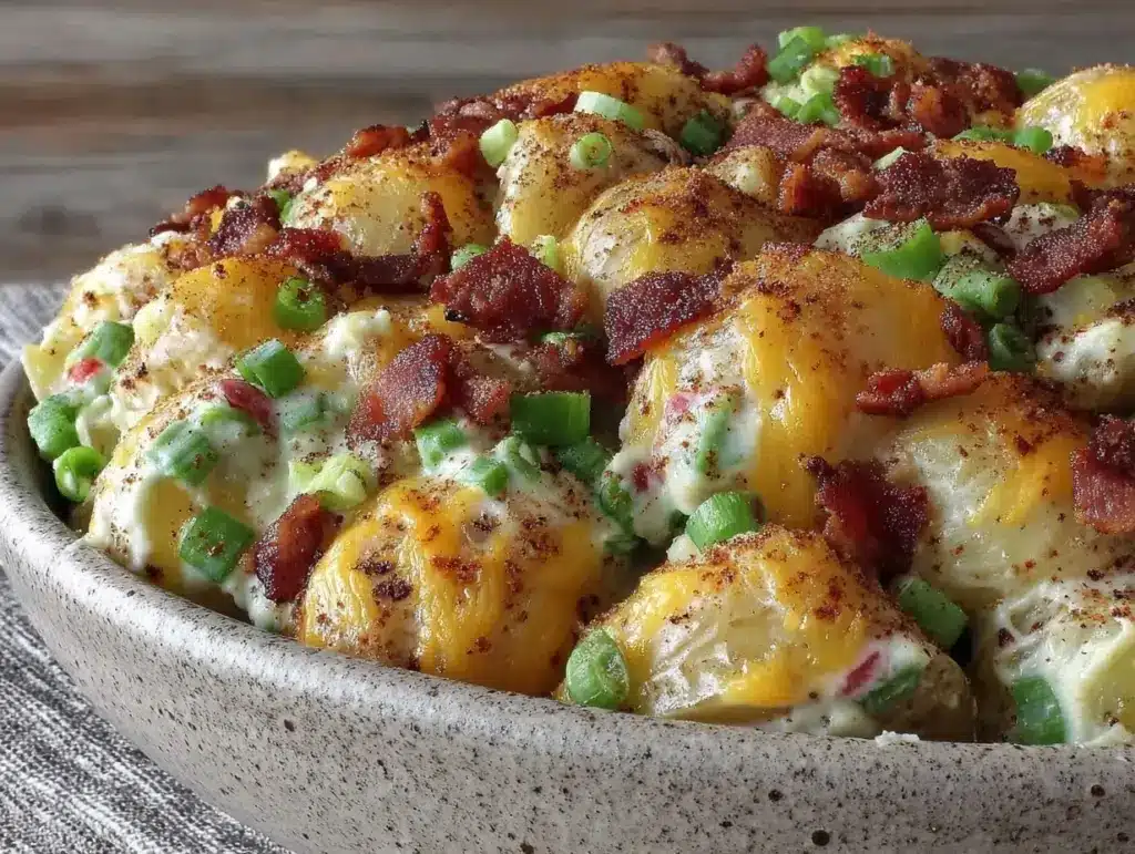 creamy loaded baked potato salad - featured image
