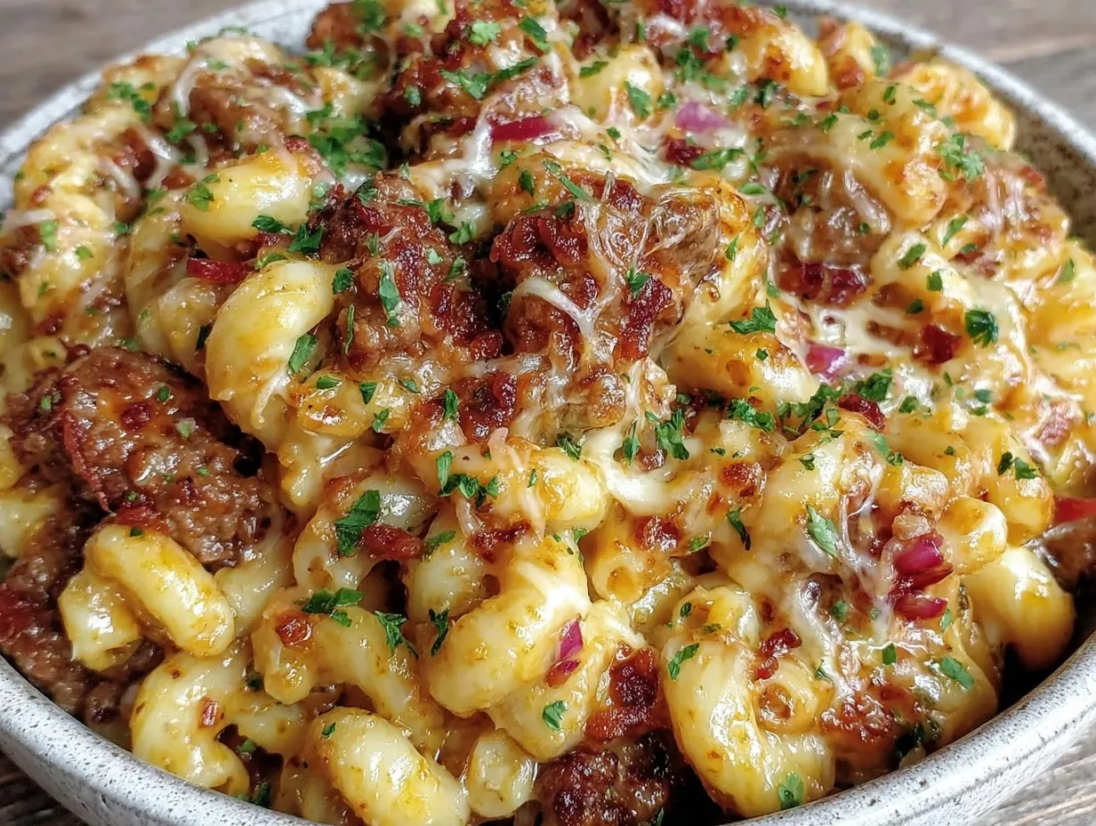 creamy one-pot cheeseburger macaroni preparation steps