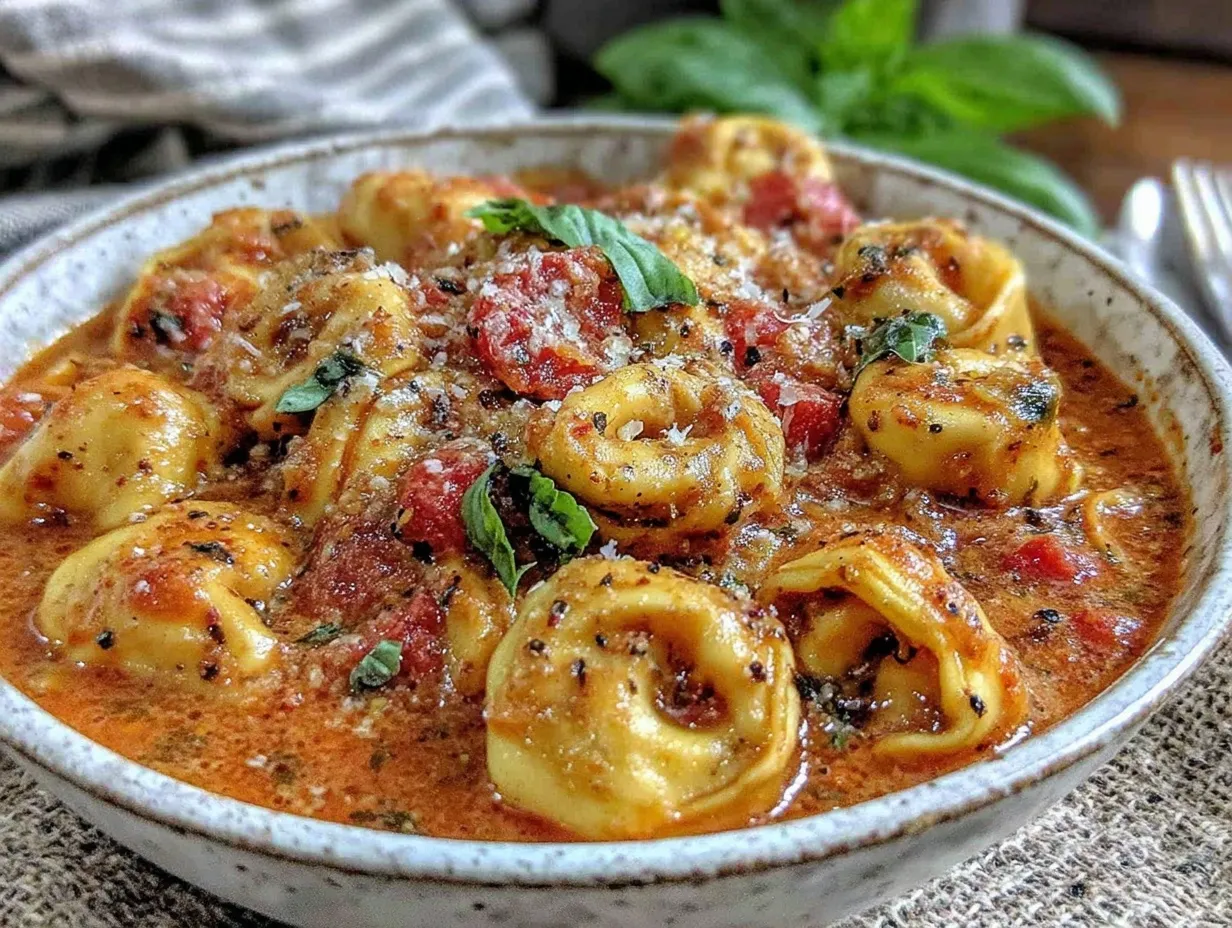 creamy one-pot tomato tortellini soup preparation steps