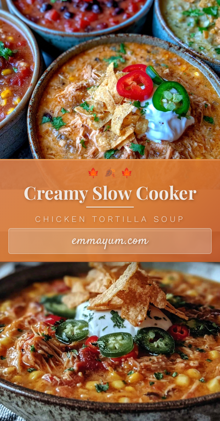 creamy slow cooker chicken tortilla soup recipe