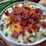 creamy slow cooker loaded baked potato soup - featured image
