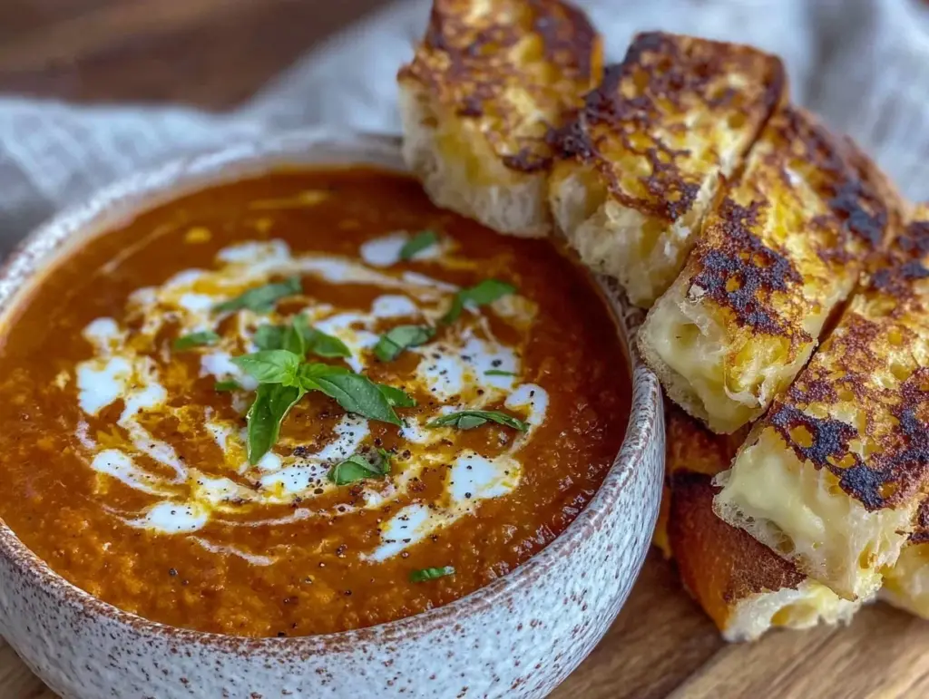 creamy tomato basil soup - featured image