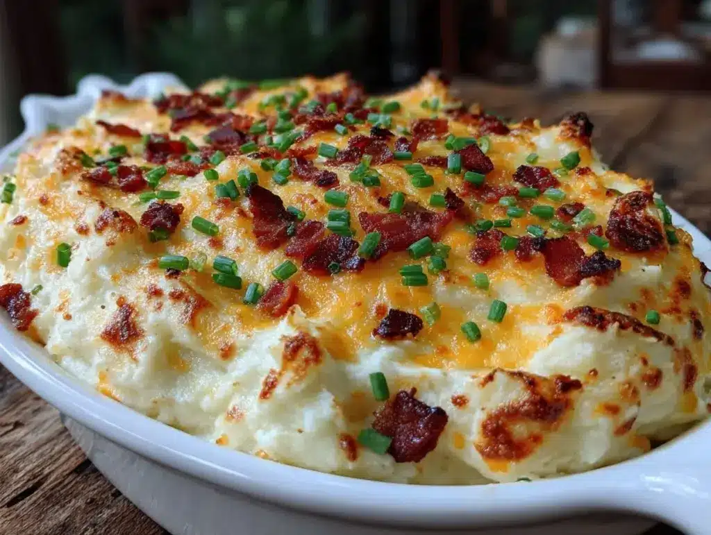 creamy twice baked potato casserole - featured image
