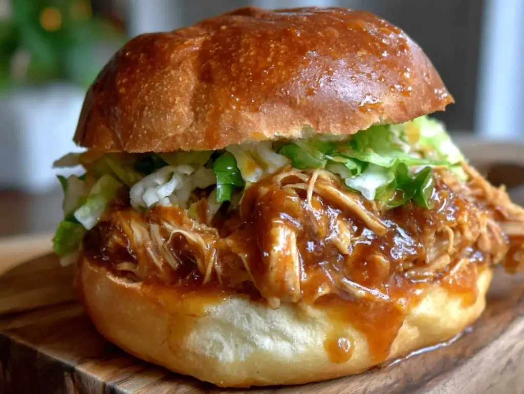 crockpot pulled chicken sandwiches - featured image