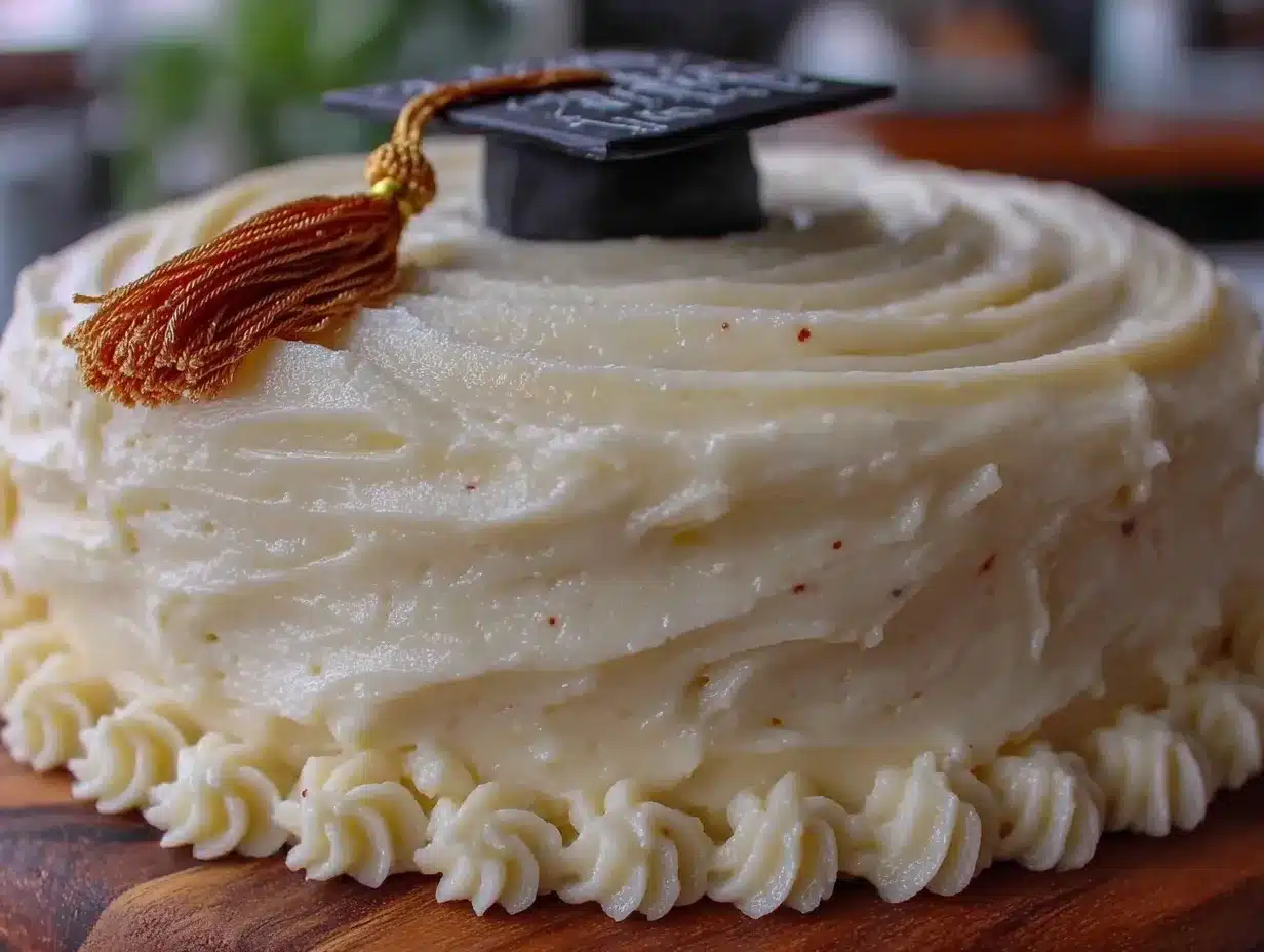 easy creamy buttercream graduation cap sheet cake preparation steps