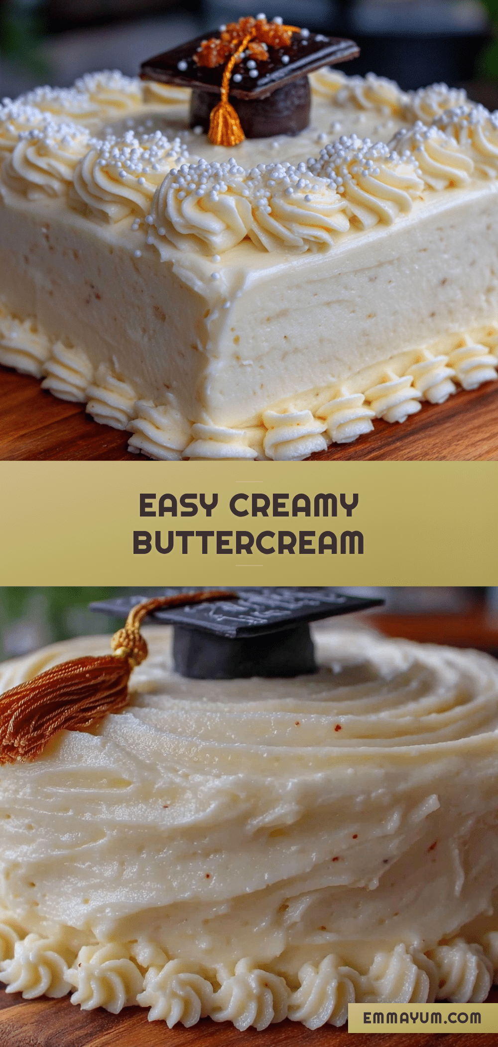 easy creamy buttercream graduation cap sheet cake recipe