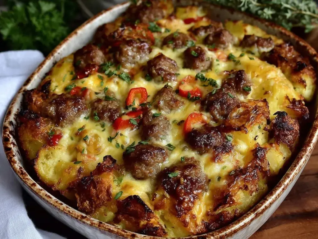 easy crockpot breakfast potato casserole - featured image