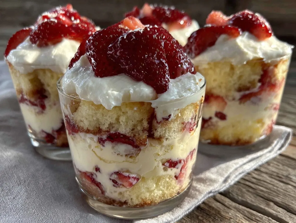 easy mini strawberry shortcake trifle cups preparation steps