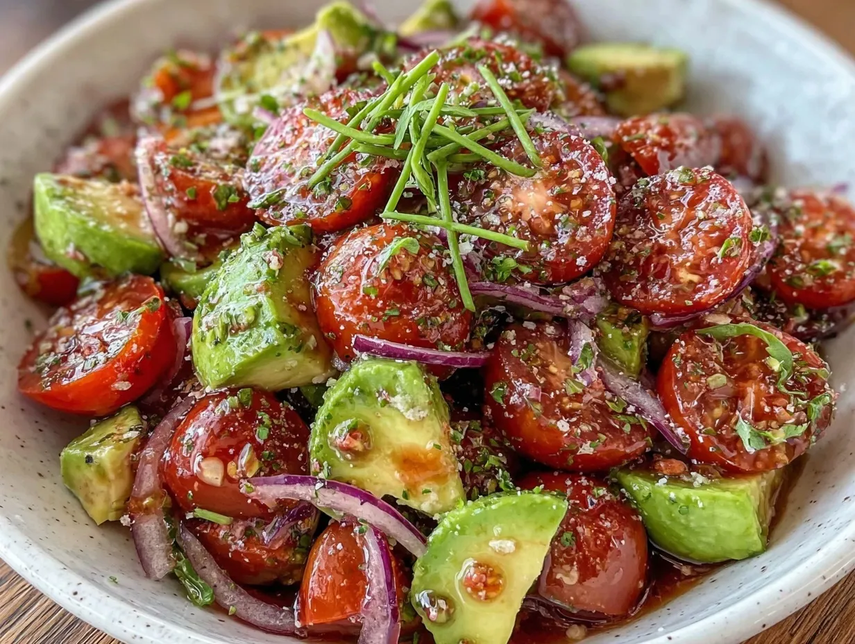 fresh cucumber tomato avocado salad preparation steps
