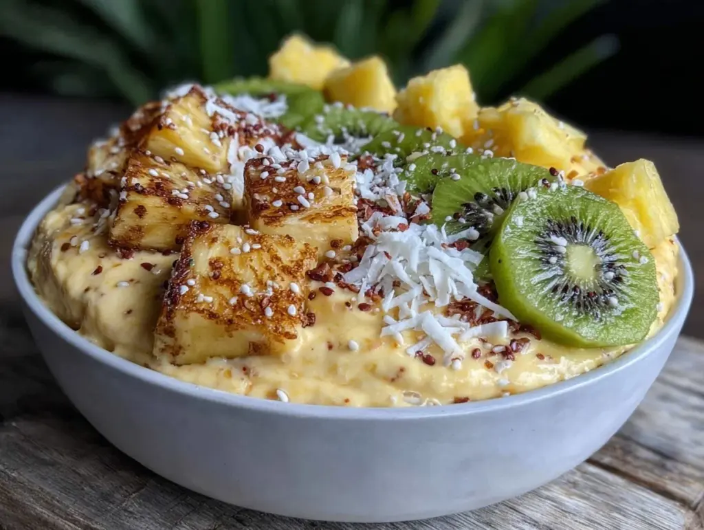 fresh frozen mango pineapple smoothie bowl - featured image