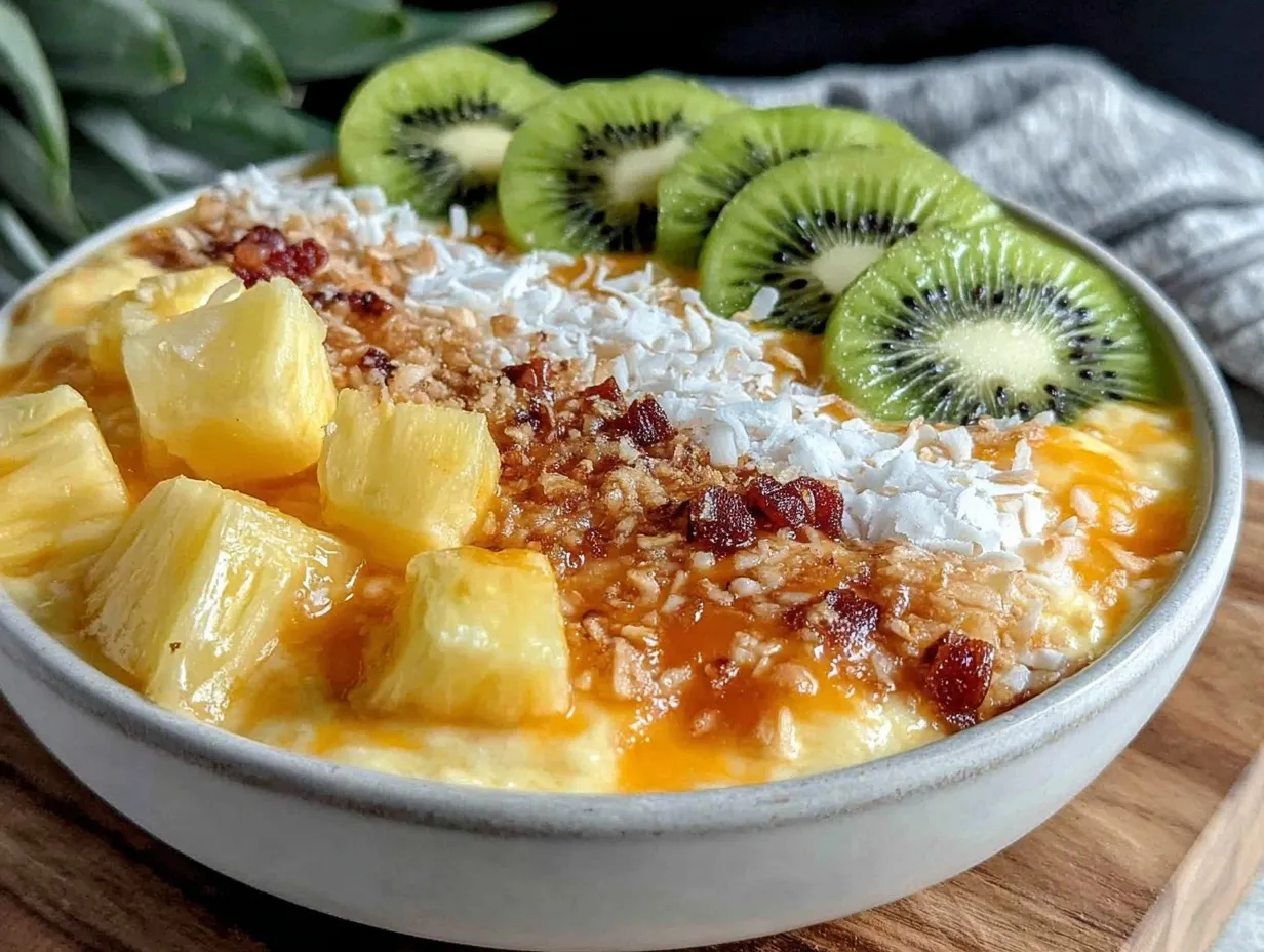 fresh frozen mango pineapple smoothie bowl preparation steps