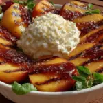 fresh grilled peach burrata salad - featured image