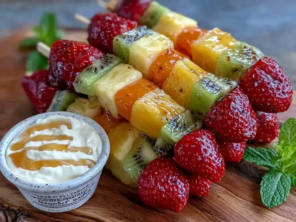 fresh rainbow fruit kabobs - featured image