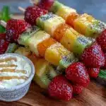 fresh rainbow fruit kabobs - featured image